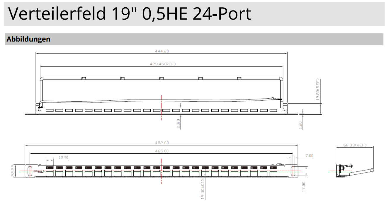 EPS Verteilerfeld 19" 0,5HE 24-Port aus Metall Detailansicht Bild 2 | EPS