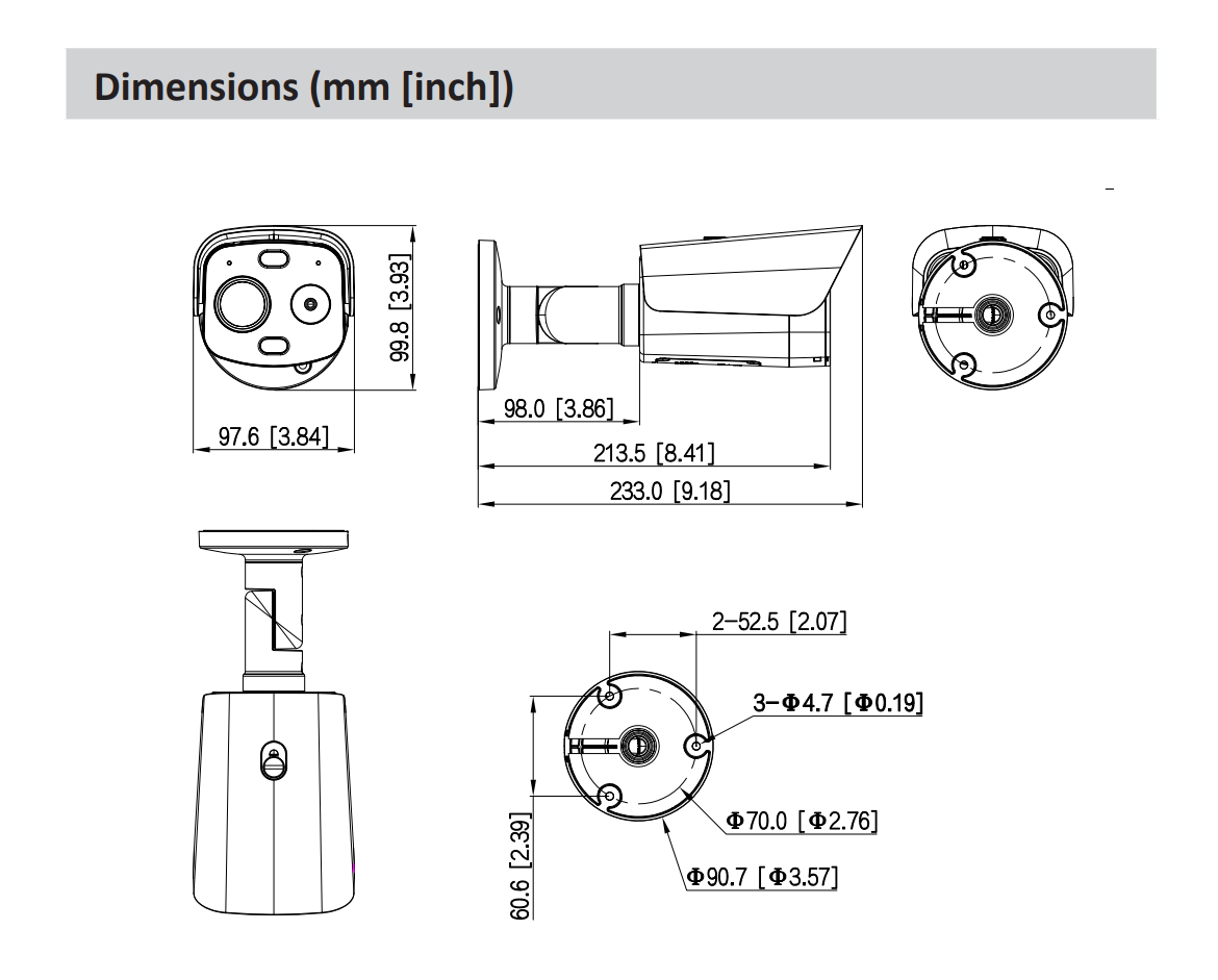 TPC-BF1241 Thermal-Hybrid Bullet-Kamera 4MP 6 mm 650°C Weiß