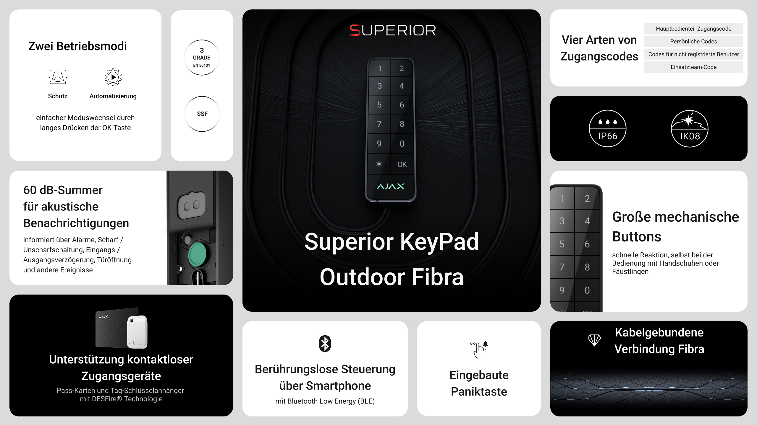 Ajax Superior KeyPad Outdoor Fibra Weiß Ajax Superior KeyPad Outdoor Fibra Weiß Detailansicht Bild 9 | EPS
