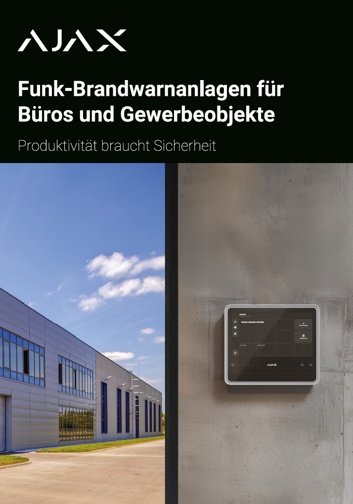 Ajax-Fire Broschüre: Funk-Brandwananlage für Büros und Gewerbeobjekte | EPS