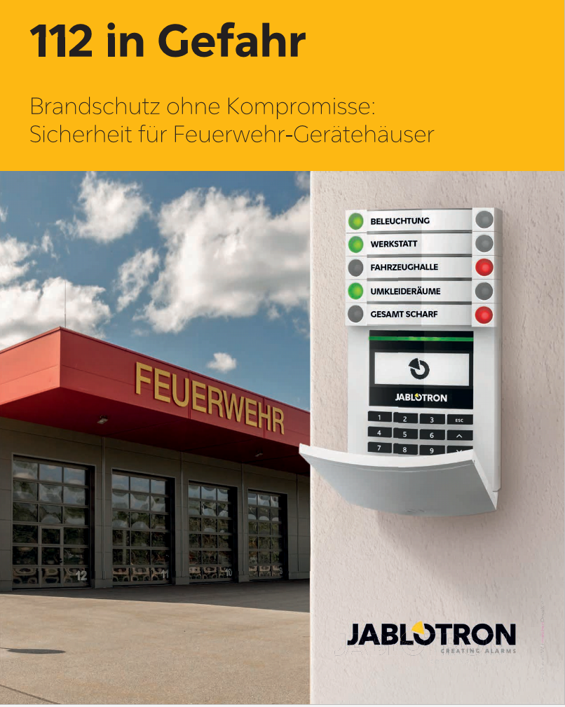 Jablotron 112 in Gefahr – Jablotron Flyer zu Sicherung von Feuerwachen | EPS