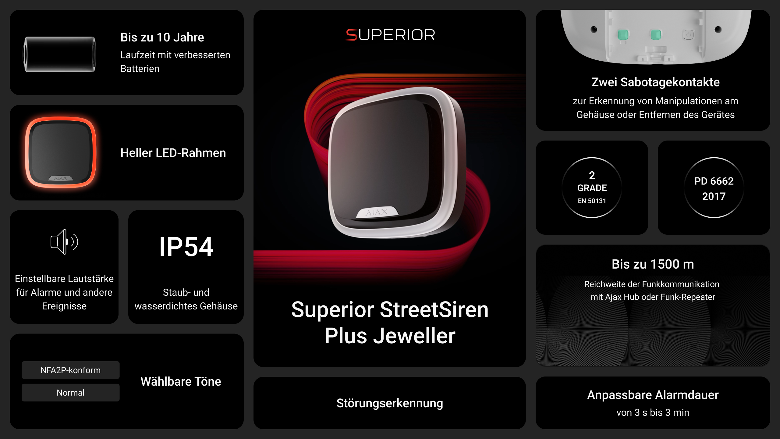 Ajax Superior StreetSiren Plus Jeweller Weiß Ajax Superior StreetSiren Plus Jeweller Weiß | EPS